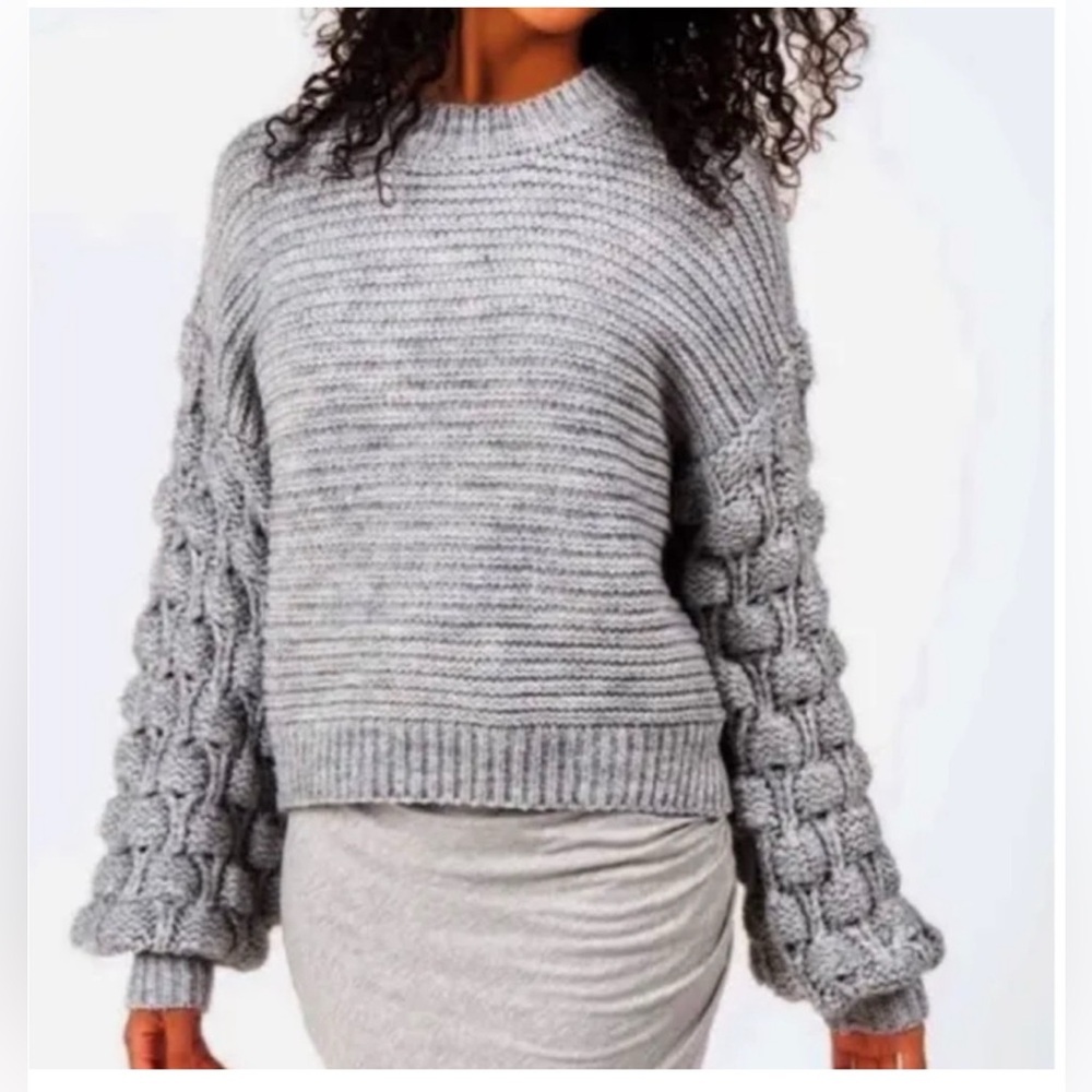Gray Harper Heritage Roslyn Bobble Knit Women's Cottagecore Cozy Preppy Sweater